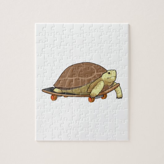 Schildpad als Skater met skateboard Legpuzzel (Verticaal)