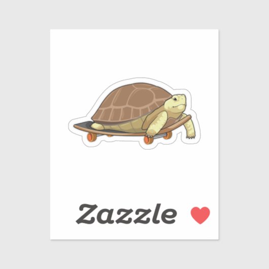 Schildpad als Skater met skateboard Sticker (Vel)