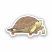 Schildpad als Skater met skateboard Sticker (Voorkant)