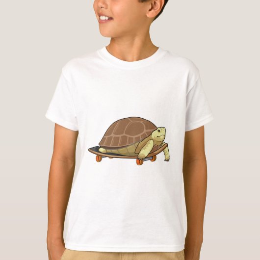 Schildpad als Skater met skateboard T-shirt (Voorkant)
