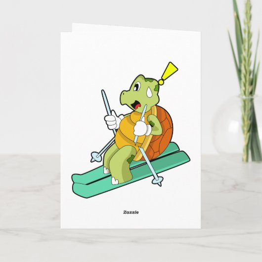 Schildpad als skiër kaart (Achterkant)