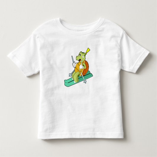 Schildpad als skiër kinder shirts (Voorkant)