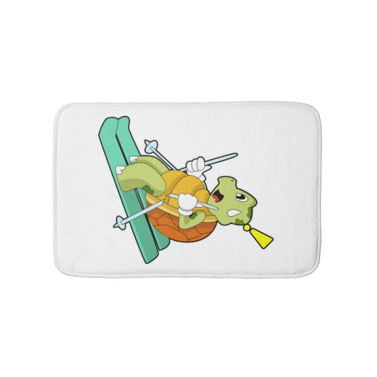 Schildpad als skiër met ski badmat (Voorkant)