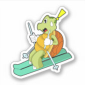 Schildpad als skiër sticker (Voorkant)