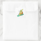 Schildpad als skiër vierkante sticker (Tas)