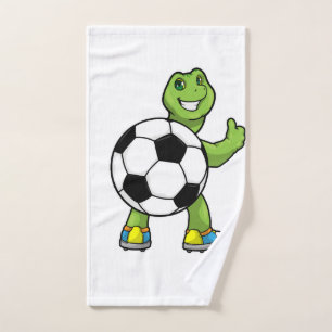 Schildpad als voetballer met voetbal handdoek
