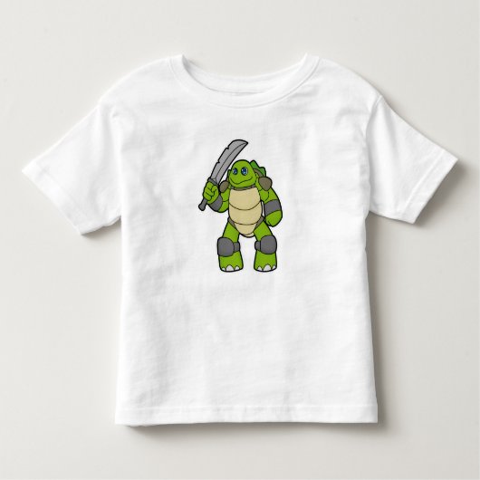 Schildpad als Warrior met zwaard Kinder Shirts (Voorkant)