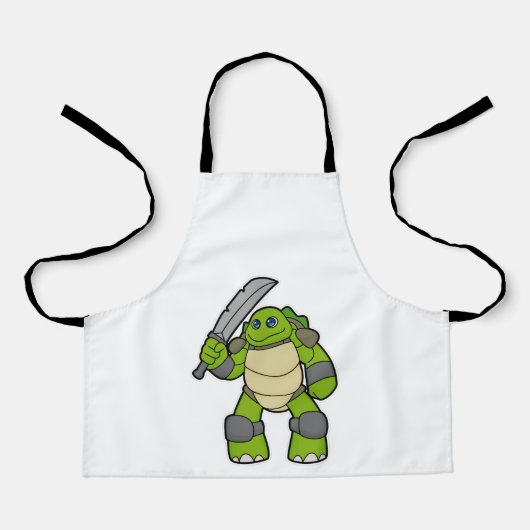 Schildpad als Warrior met zwaard Schort (Voorkant)