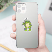 Schildpad als Warrior met zwaard Sticker (Telefoon)