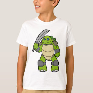 Schildpad als Warrior met zwaard T-shirt