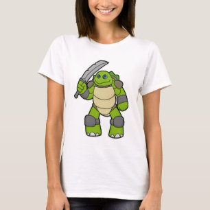 Schildpad als Warrior met zwaard T-shirt