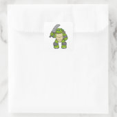 Schildpad als Warrior met zwaard Vierkante Sticker (Tas)