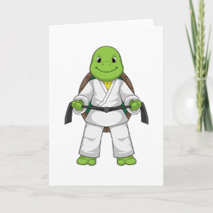 Schildpad bij de martial arts met zwarte band kaart