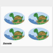 Schildpad bij de Pond Ovale Sticker (Vel)