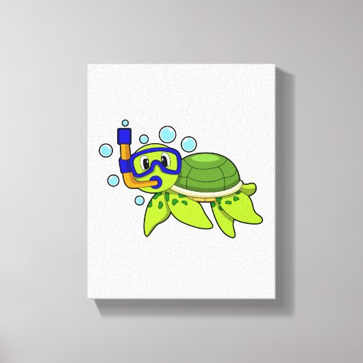 schildpad bij duiken met Snorkel Canvas Afdruk (Voorkant)