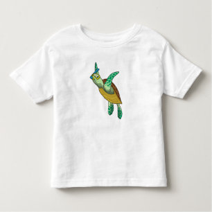 schildpad bij duiken met Snorkel Kinder Shirts