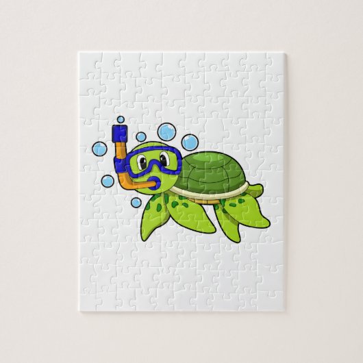 schildpad bij duiken met Snorkel Legpuzzel (Verticaal)