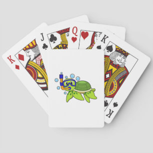 schildpad bij duiken met Snorkel Pokerkaarten