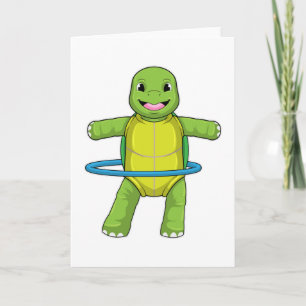 Schildpad bij fitness met fitnessbanden kaart