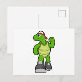 Schildpad bij hardlopen met pet briefkaart (Voorkant / Achterkant)