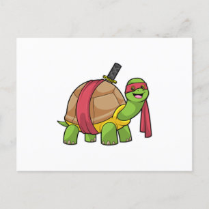 Schildpad bij martial arts met zwaard briefkaart