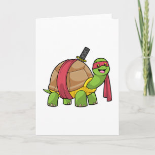 Schildpad bij martial arts met zwaard kaart