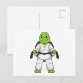 Schildpad bij martial arts met zwarte band briefkaart (Voorkant / Achterkant)