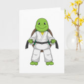Schildpad bij martial arts met zwarte band kaart (Gele Bloem)
