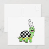 Schildpad bij schaken met schaakbord en koning briefkaart (Voorkant / Achterkant)