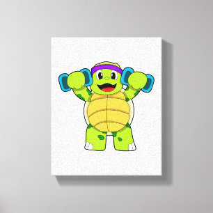 Schildpad bij Sterke training & Dumbbells Canvas Afdruk