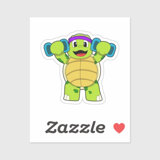 Schildpad bij Sterke training & Dumbbells Sticker (Vel)