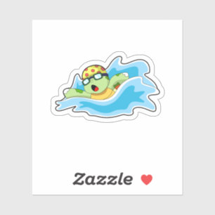 Schildpad bij zwemmen in water sticker