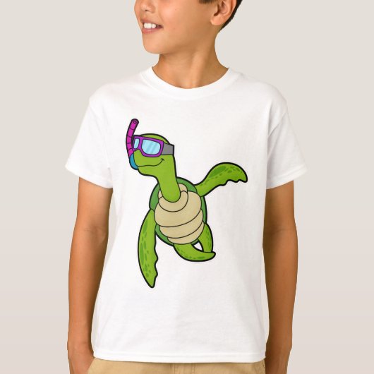 Schildpad bij zwemmen met Snorkel T-shirt (Voorkant)