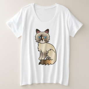 Schildpad Birmaanse / Ragdoll Mopshond Kat Grote Maat T-shirt