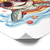 Schildpad Bloemen Zomer Strand Poster (Hoek)