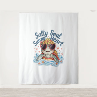 Schildpad Bloemen Zomer Strand Wandkleed