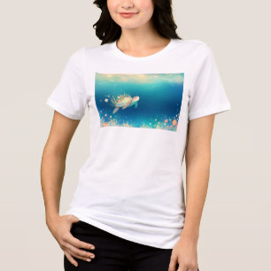 Schildpad Bloemige Onderwaterwereld Tri-Blend Shirt
