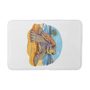 Schildpad Cartoon strand Badmat