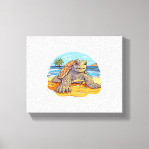 Schildpad Cartoon strand Canvas Afdruk