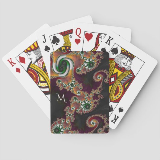 Schildpad China Style Fractal Art met monogram Pokerkaarten (Achterkant)