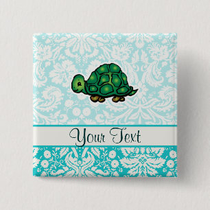 schildpad; Cute Vierkante Button 5,1 Cm