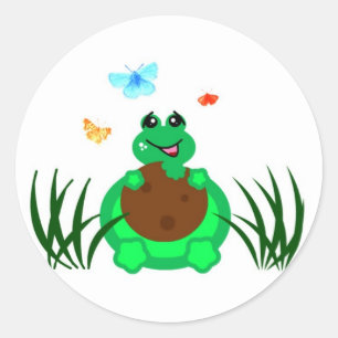 Schildpad die een koekje eet ronde sticker