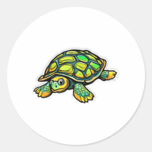 Schildpad Dier Schildpad Groen Ronde Sticker