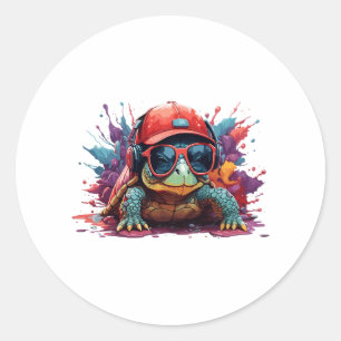 schildpad dierlijke kunst Ik cool schattig schildp Ronde Sticker
