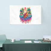 Schildpad drijft in vloeibare tuin. spandoek (Beurs)