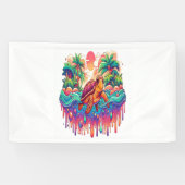 Schildpad drijft in vloeibare tuin. spandoek (Horizontaal)