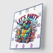 Schildpad drink op een skateboard! vierkante klok (Hoek)