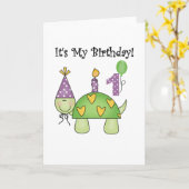 Schildpad Eerste Verjaardag Tshirts en geschenken Kaart (Gele Bloem)