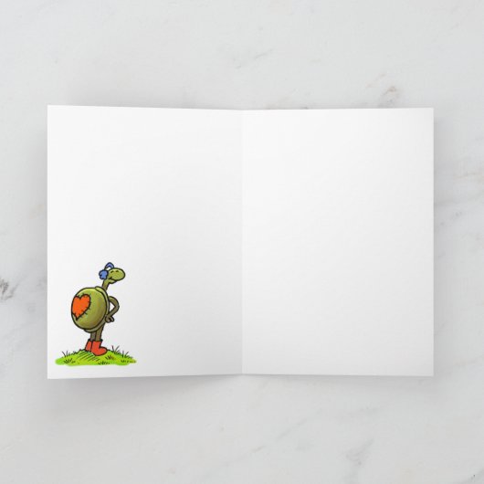 Schildpad en bloem verjaardagskaart kaart (Binnen)