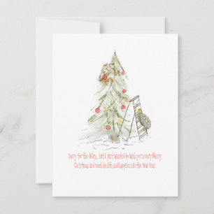 Schildpad en eekhoorn met een late kerstboom feestdagenkaart